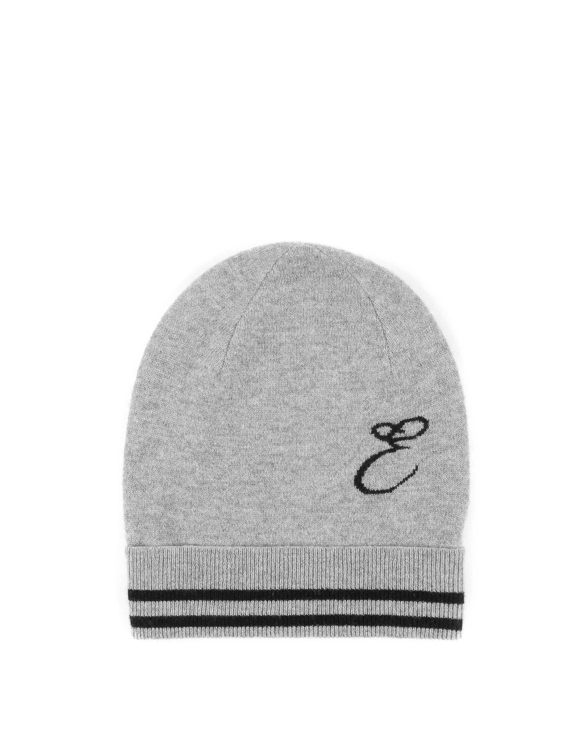 Crown of Edinburgh Cashmere Beanie – Bruntsfield Grey with Monogram E | VAT & Shipping cost included