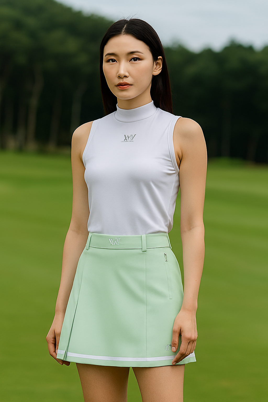 ANEW Golf Women’s Half Pleats Under Line Point Skirt – Light Green | Includes Shipping & VAT