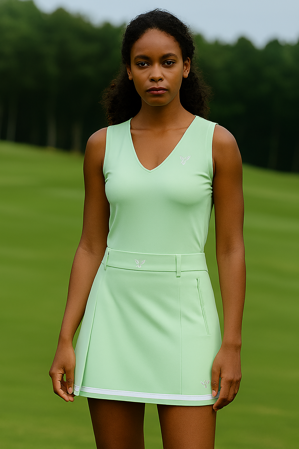 ANEW Golf Women’s Half Pleats Under Line Point Skirt – Light Green | Includes Shipping & VAT