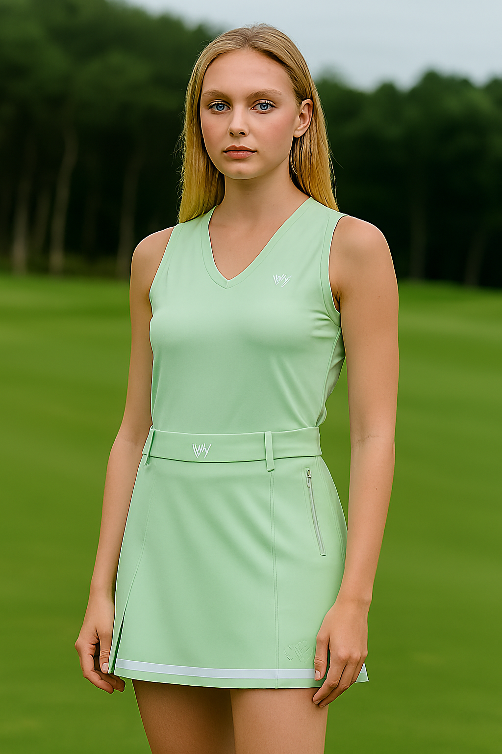 ANEW Golf Women’s Half Pleats Under Line Point Skirt – Light Green | Includes Shipping & VAT