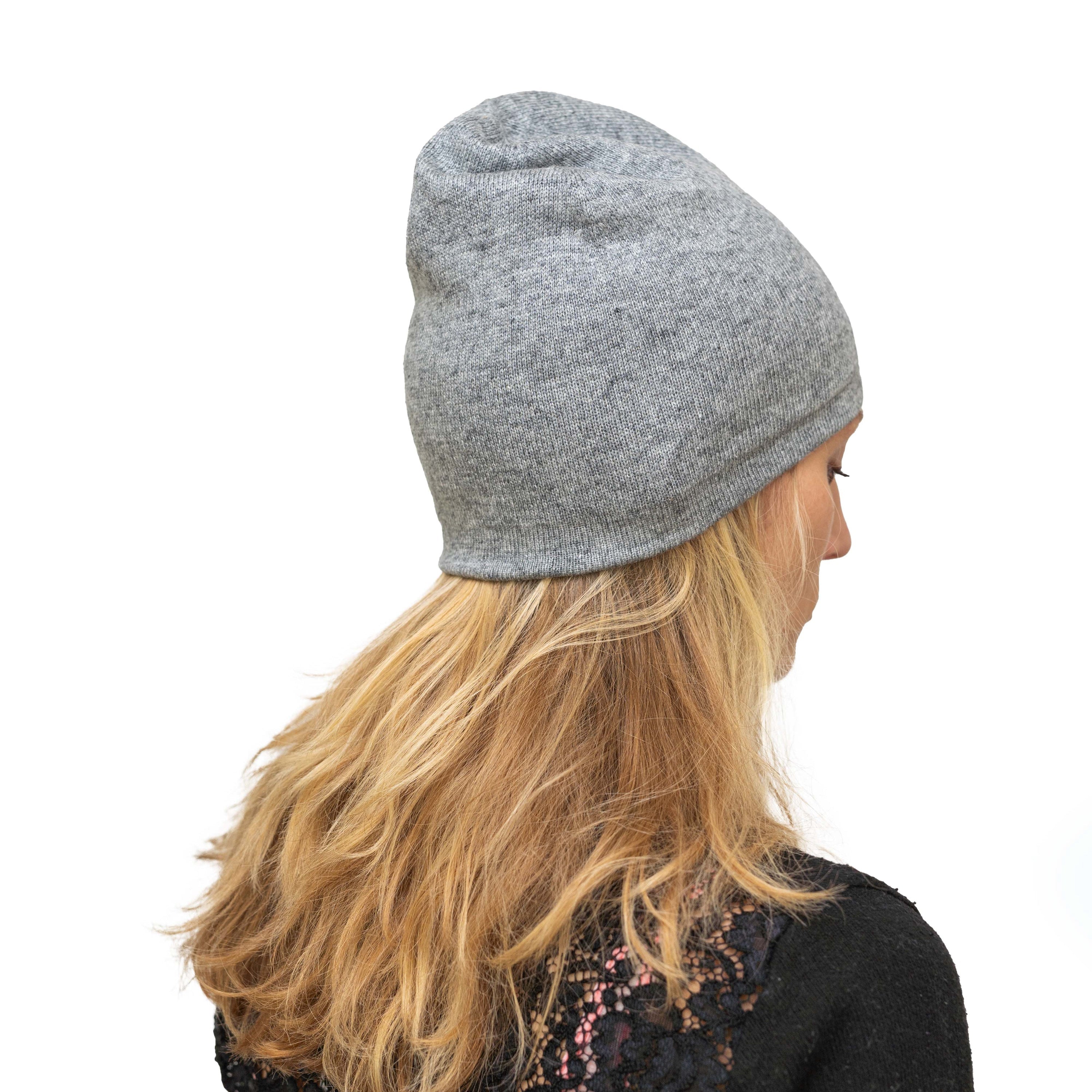 Kaschmirmütze Beanie Glatt Grau – Handmade in Nepal | Price Includes Shipping & VAT