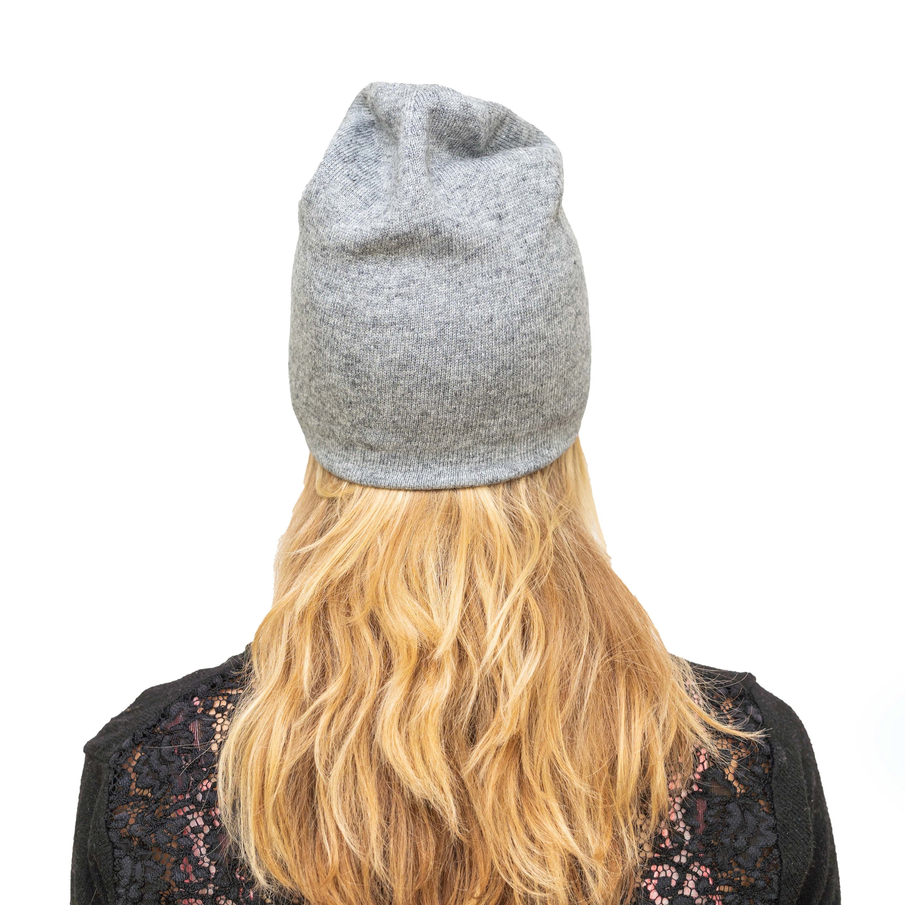 Kaschmirmütze Beanie Glatt Grau – Handmade in Nepal | Price Includes Shipping & VAT