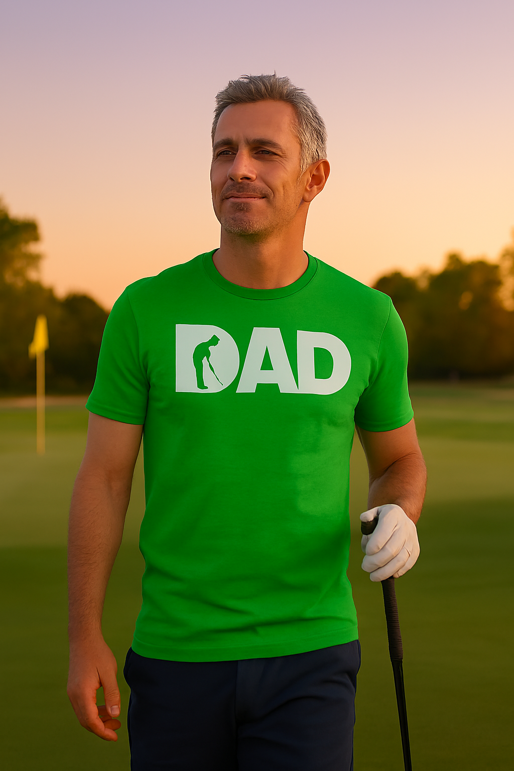 Dad Golf 1 Green Graphic T-shirt for Men – Funny Edition | Price Includes Shipping & VAT