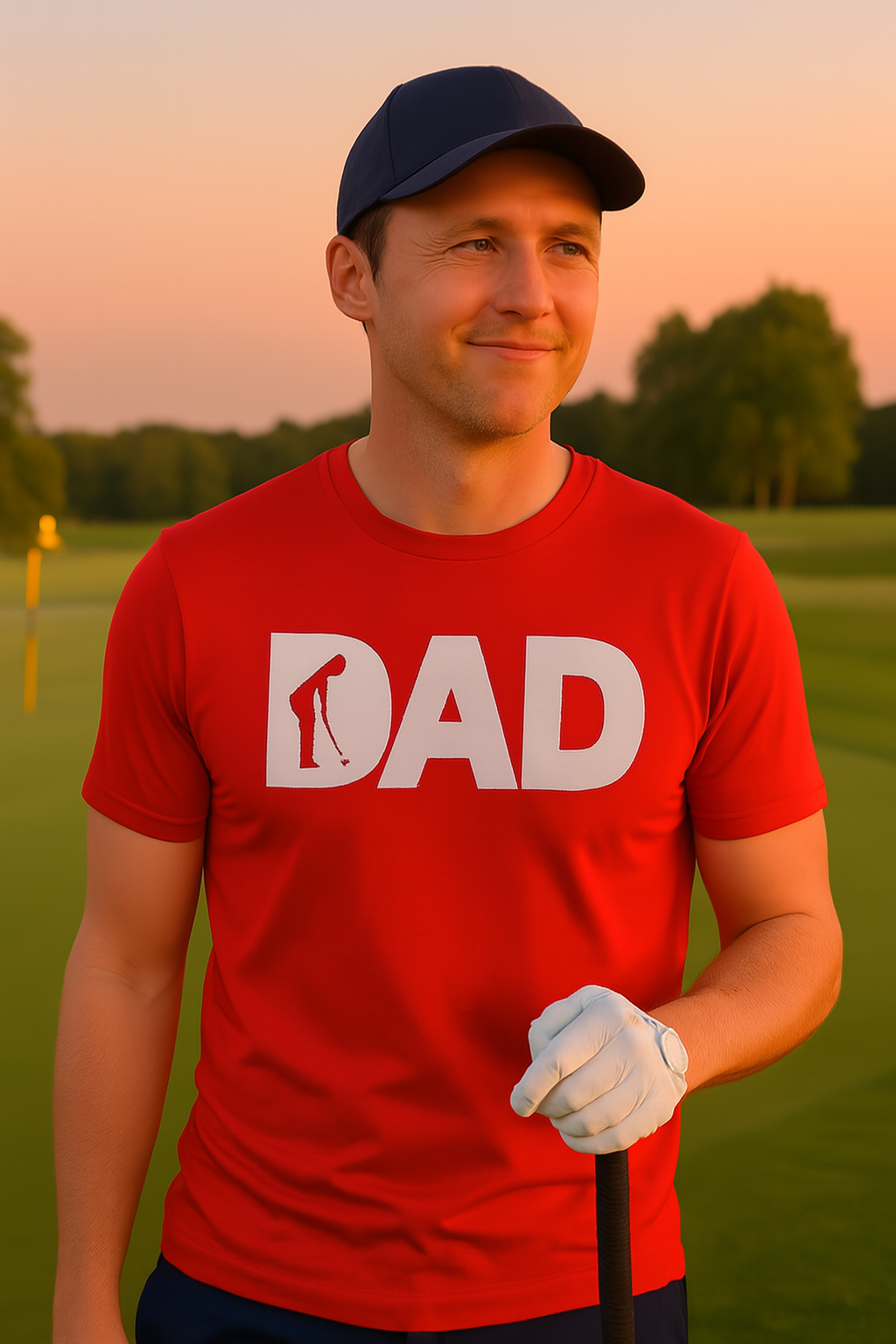 Dad Golf 1 Red Graphic T-shirt for Men – Funny Edition | Price Includes Shipping & VAT
