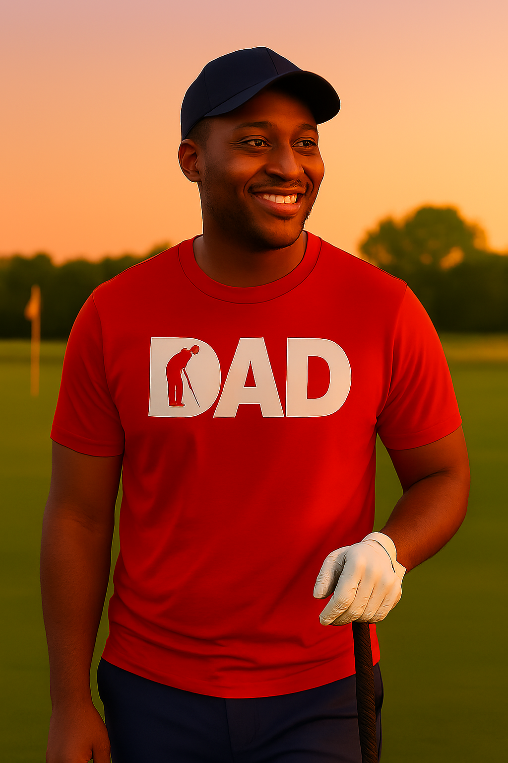 Dad Golf 1 Red Graphic T-shirt for Men – Funny Edition | Price Includes Shipping & VAT