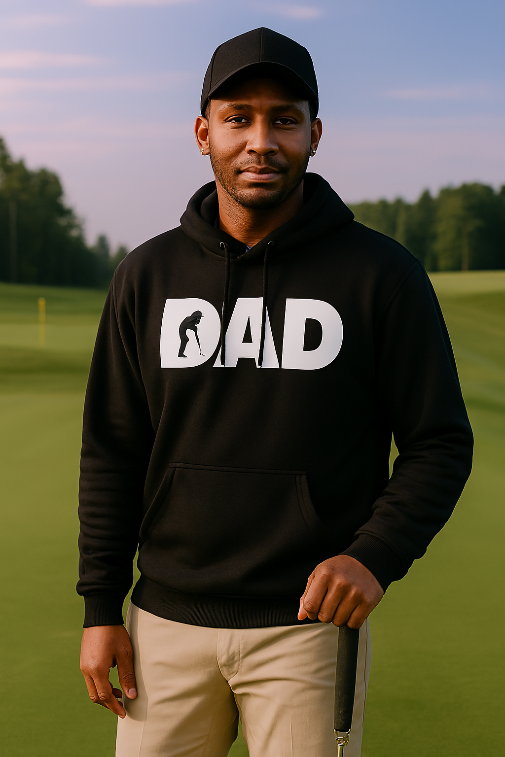 Dad Golf Unisex Black Hoodie – Funny Graphic | “Par-fectly Comfy, Dad-Approved