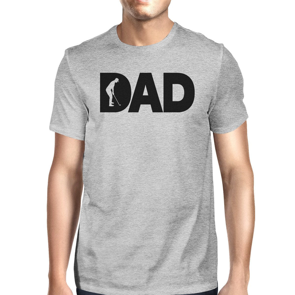 Dad Golf 1 Grey-White Graphic T-shirt for Men – Funny Edition | Price Includes Shipping & VAT