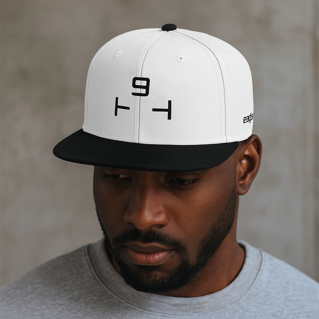 Black Embroidered T9T & Eagle Snapback hat by The Ninth Tee